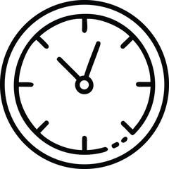 Clock face: The image showcases a clean, minimalist line drawing of a clock face, offering a simple yet universally recognizable symbol of time and precision.