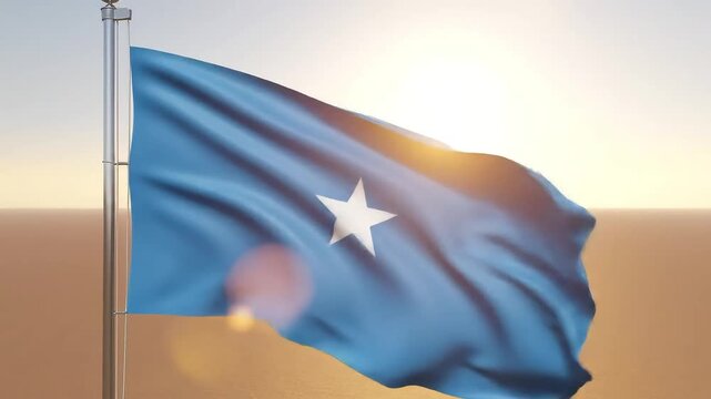 Somalia flag waving proudly in the wind, a symbol of national pride and identity - Powered by Adobe