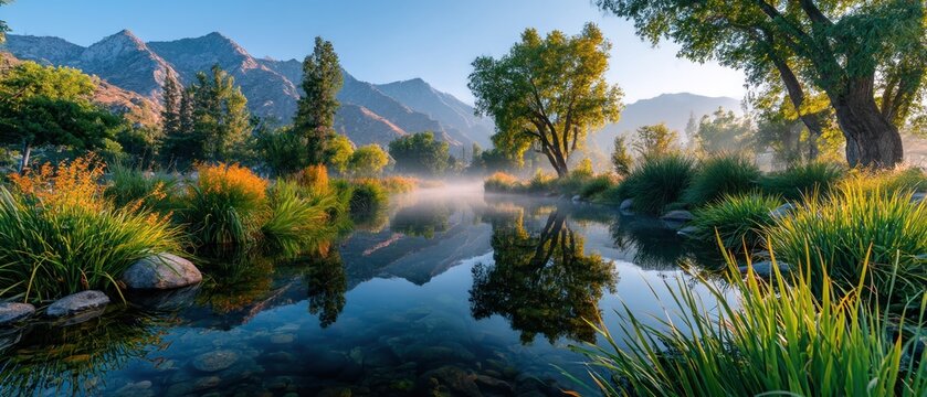 Misty mountain stream