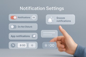User configuring app notification settings including snooze, do not disturb, and schedule time slots
