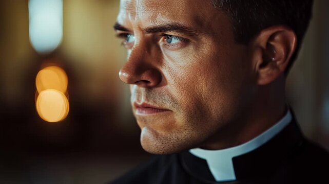 The priest reads a prayer in the church	
