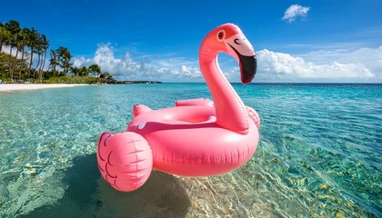 pink flamingo inflatable beach float tropical paradise