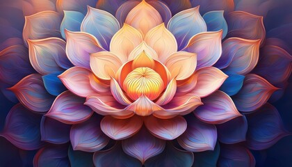 sacred petals a symmetrical mandala blossoms in a gentle gradient evoking a sense of inner peace and spiritual reflection
