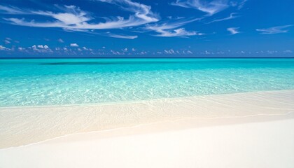南国の青い海　白い砂浜に打ち寄せる波