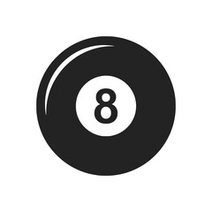 Solid black vector of a billiard 8 ball &mdash; minimal icon for pool and snooker themes