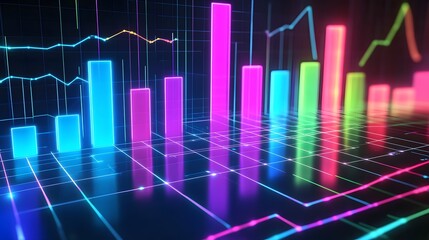 Vibrant Digital Graphs and Charts Displaying Data Insights and Trends