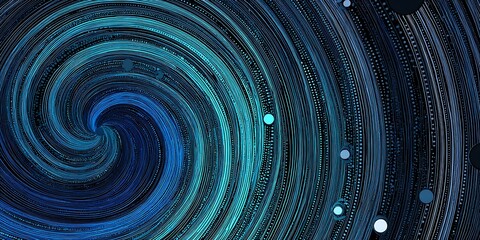 A mesmerizing blue spiral vortex with glowing particles and a sense of motion