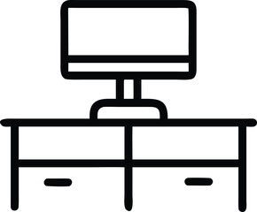 Minimalist Desktop: A clean, minimalist illustration of a computer monitor resting on a simple desk, embodying modern efficiency.