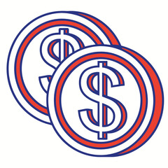 Dollar Coins icon illustration, money and finance concept