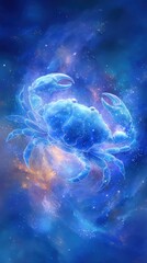 Cancer representation zodiac horoscope. Vivid Cosmic Cancer Illustration in Starry Nebula Background