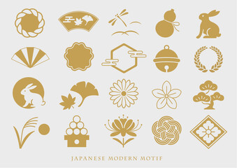 和モダンな秋のモチーフ_gold2