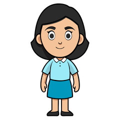 Obraz premium Flat Cartoon Woman Character Illustration – Modern Female Avatar in Minimal Flat Design Style