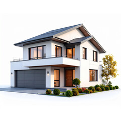 modern house with green grass