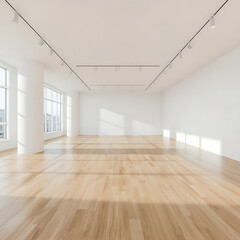 Obraz premium The text describes a bright and modern space with an empty art gallery.