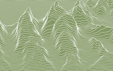 Joy Division-Style Abstract Terrain with White Lines on Green