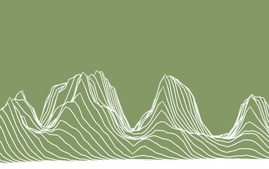 Data Visualization of Mountainous Peaks with Wavy White Lines