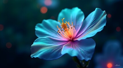 Cosmic Luminous Flower &ndash; Sci-Fi Ambiance with Pulsing Amethyst Light