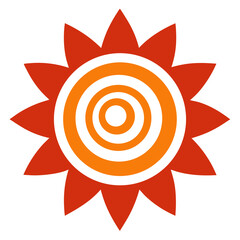 Stylized sun symbol with concentric circles and petal like rays