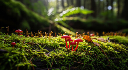 Mossy Forest Floor with Mushrooms