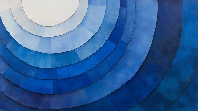 Abstract Blue Concentric Circles Gradient Painting Artwork