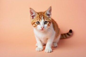 Sweet Orange Kitten Portrait Innocent Eyes, Soft Paws, Attentive Gaze ai generated