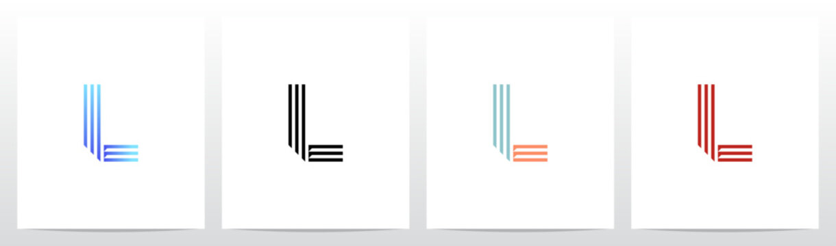 Retro Parallel Lines Letter Initial Alphabet Logo Design L