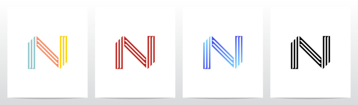 Retro Parallel Lines Letter Initial Alphabet Logo Design N