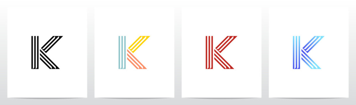Retro Parallel Lines Letter Initial Alphabet Logo Design K