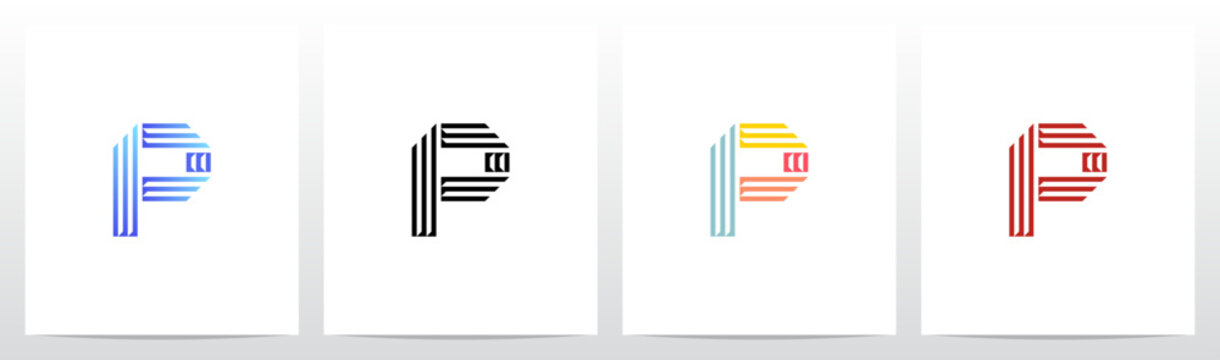 Retro Parallel Lines Letter Initial Alphabet Logo Design P