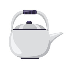 Obraz premium Kitchen teapot vector icon, teapot clip art, metal coffee pot flat illustration