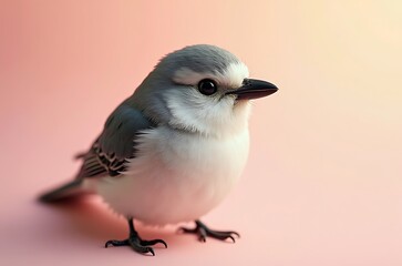 Tiny Feathered Creature Standing Pose Soft Plumage Wildlife Photography ai generated