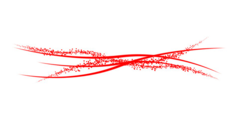 Abstract red streaks with dissolving particles. An elegant, wispy graphic element for motion or energy concepts. Isolated on transparent background for creative design, PNG cutout file.