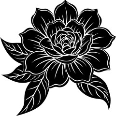 A seamless vintage black and white lotus floral vector pattern design with ornate leaf decoration, perfect for summer wallpaper or tattoo art illustration