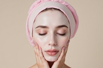Close-Up Portrait of Beautiful Woman Applying Face Cream – Skincare & Beauty Concept