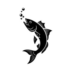 Fish silhouette or seafood flat icon for food apps and websites