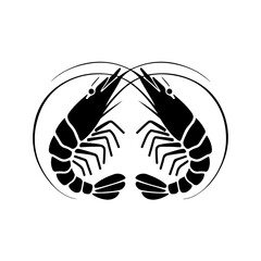 Shirmp prawn silhouette vector illustration on white background
