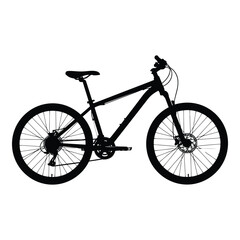 Fototapeta premium Art of silhouette of a mountain bicycle isolated on a white background, showcasing its design and components for outdoor activities and sport
