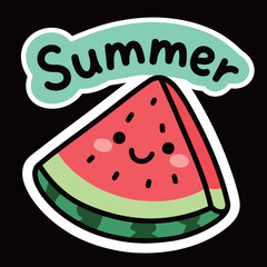 A fresh and summery vector sticker illustration with the word 