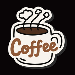 A cozy vector sticker illustration with the word 