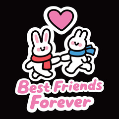 A heartwarming vector sticker illustration with the text 