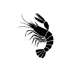 Shirmp prawn silhouette vector illustration on white background