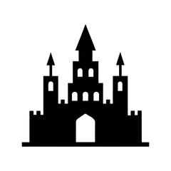 Obraz premium Ancient castle or fortress silhouette icon perfect for medieval architecture and history themes