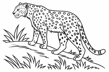 coloring page line art the leopard black vector