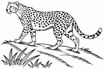 coloring page line art the leopard black vector