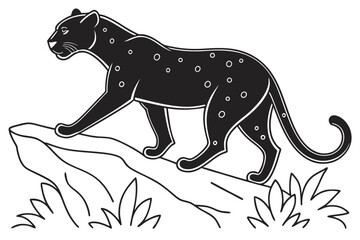 coloring page line art the leopard black vector