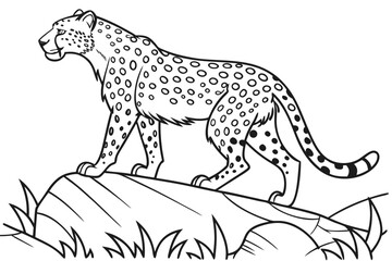 coloring page line art the leopard black vector