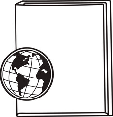 A combined symbol of a globe and a book.