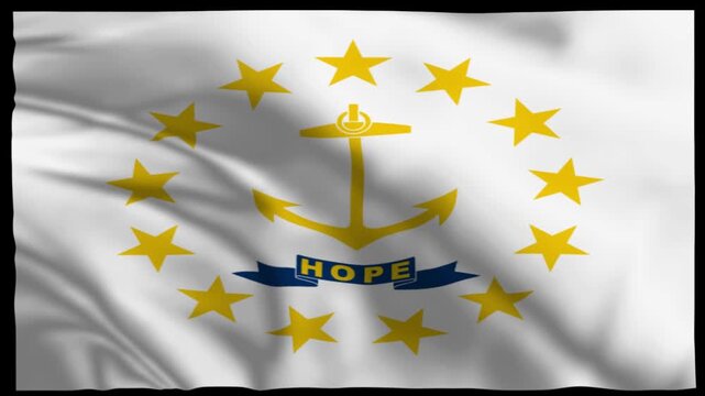 Rhode Island US State Waving Flag Animation Realistic Fabric 