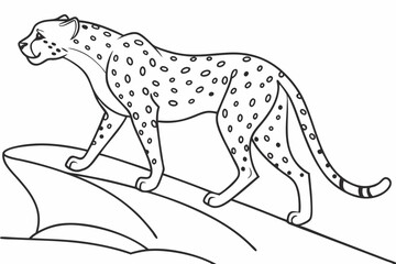 coloring page line art the cheetah black vector