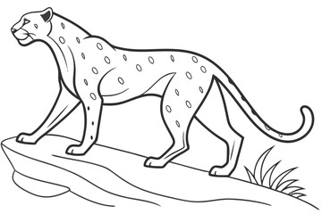 coloring page line art the cheetah black vector